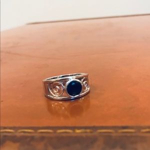 Midnight blue sapphire ring
